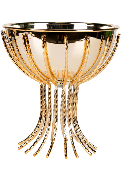 Herdekora Dekoratif Metal Vazo Ayaklı Tasarım Gold 20x22 Cm.