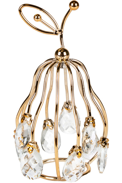 Herdekora Dekoratif Metal Armut Kristal Taşlı Gold 9x16 Cm.