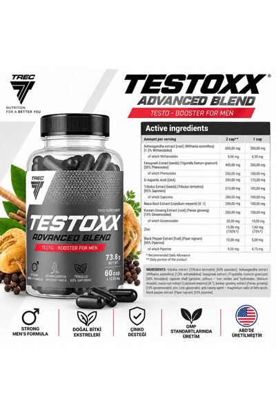 Testoxx Tribulus Daa Maca Ginseng 60 Caps