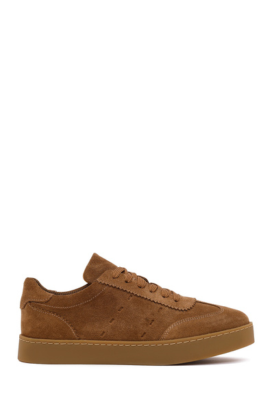 Derimod Women's Tan Lace-Up Thick Soled Suede Leather Sneaker Af400004Ds