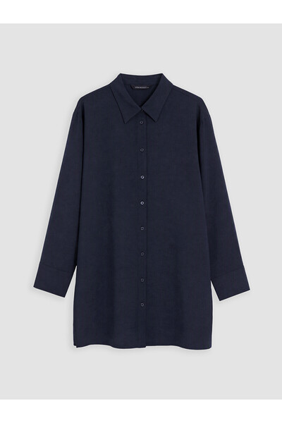 LC Waikiki Lcw Modest Navy Blue Women's Shirt Tunic with Nevavm Difference