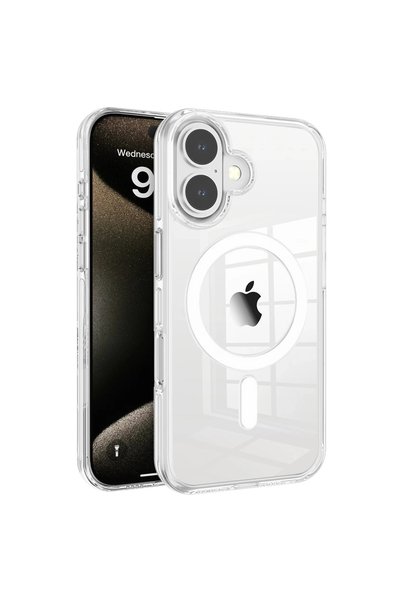 OtoTech Joko Apple iPhone 16 غلاف صلب من البلاستيك المرن مع ماغسيف - شفاف-أسود