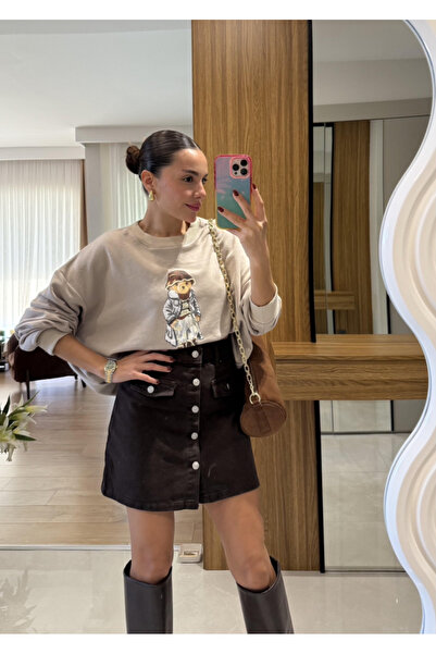 Perry Boutique Hanorac supradimensionat cu imprimeu Teddy, fără glugă