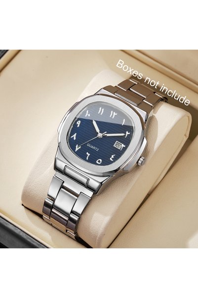 Choice B Silv Blue No Box Luxury Men Business Watches Fashion Square Dial Sta...