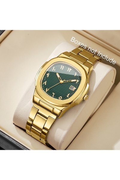 Choice B Gold Green No Box Luxury Men Business Watches Fashion Square Dial St...