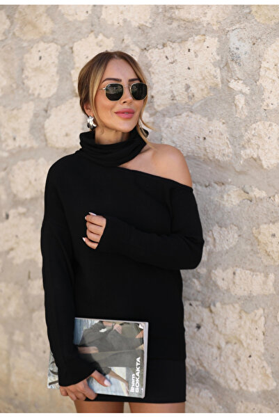 Perry Boutique Πλεκτό πουλόβερ μπλούζα με αποσπώμενο γιακά στον αυχένα και λε...