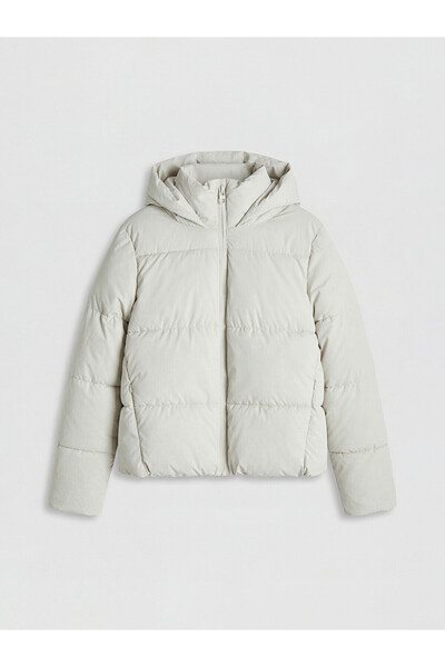 LC Waikiki Alita City Farkıyla Xside Beige Hooded Women's Puffer Coat