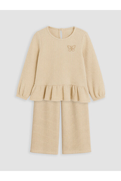 LC Waikiki Beige Crew Neck Girl's T-Shirt