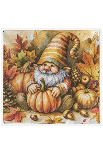 OEM Servetele de Masa cu 2 Straturi Gnome Portocalii cu Flori 40x40cm - 20buc.