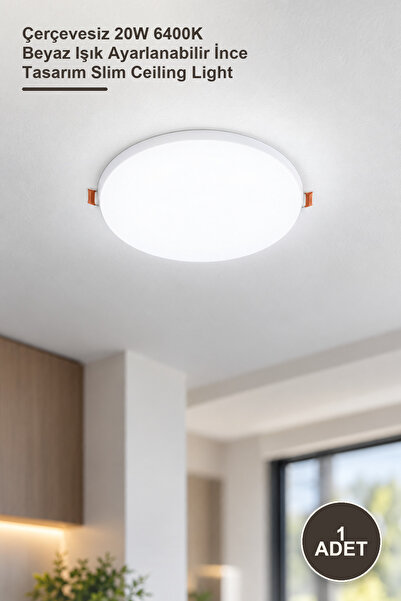 1 Adet CT-5661B LED Panel Armatür Ct-5661 X-Plus – Çerçevesiz 20W 6400K Beyaz Işık Ayarlanabilir İnce Tasarım Slim Ceiling Light