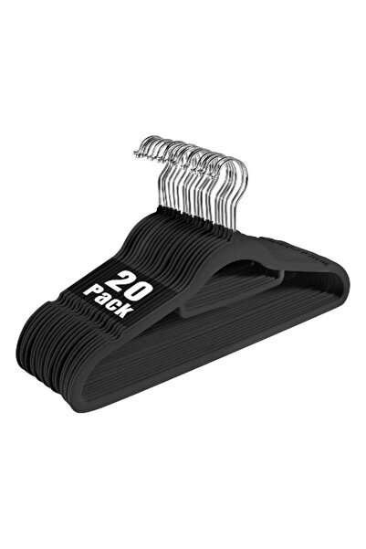 Other 20 piece set of black hangers, non slip premium hangers, used for wardr...