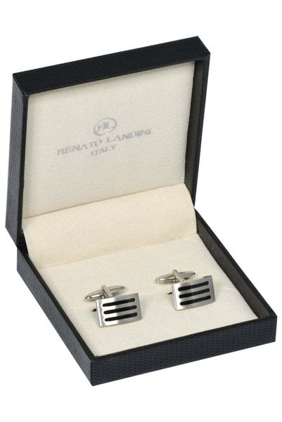 RENATO LANDINI Black & Chrome Cufflinks/ Connection 30