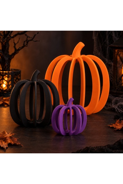 OEM Set 3 dovleci decorativi de toamnă – 8, 14 și 20 cm – Mix Halloween spooky