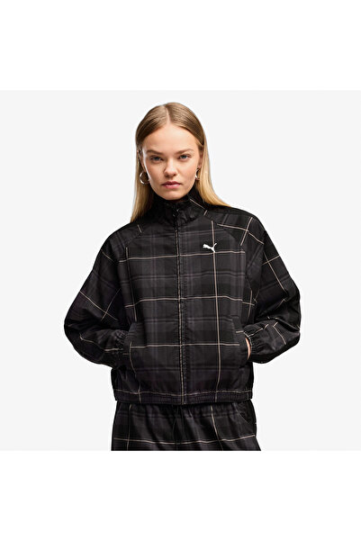 Puma T7 Tartan Woven Kadın Siyah Ceket