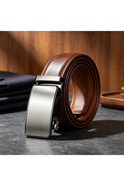 Generic Brand Buckle PU Belt for Men, Premium Brown Dress Belt for Saudi Arab...