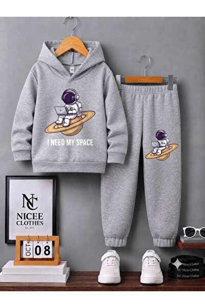 NC Nicee Clothes طقم رياضي للأطفال للجنسين (طباعة رائد فضاء وكمبيوتر في الفضا...