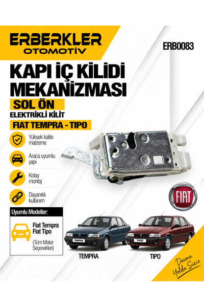 ERBERKLER Sol Ön Kapı Iç Kilidi Mekanizması Elektrikli Kilit - Fiat Tempra Tipo