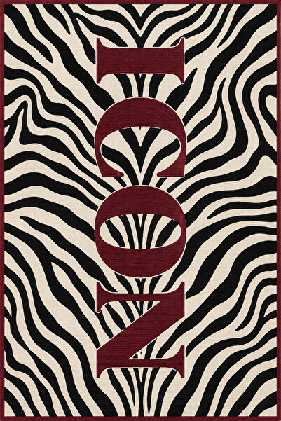 Rugs Modern Halı SDT Zebra Desen Yazı Temalı Dokuma Taban Dekoratif Dijital B...