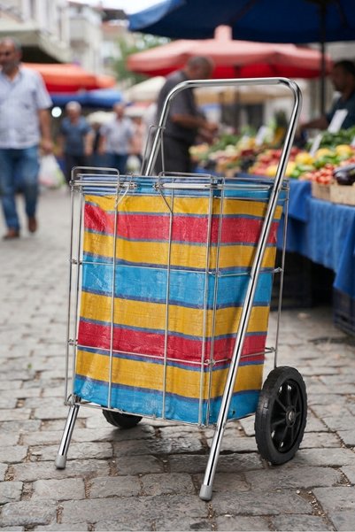 Simply Now Büyük Boy Kalın Telli Katlanabilir Ekonomik Pazar Arabası Sağlam Çantalı Market Alışveriş Arabası