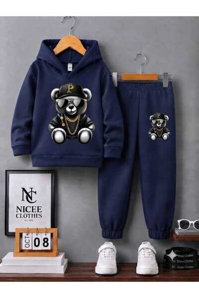 NC Nicee Clothes طقم رياضي للأطفال للجنسين (قبعة ونظارات وطبعة دب للشتاء)