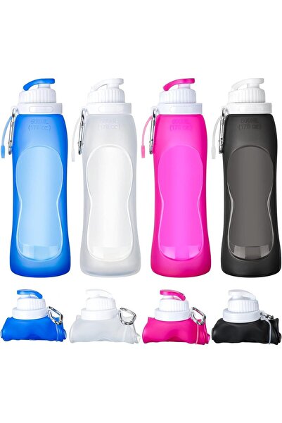 Arabest 4 PCS Collapsible Silicone Water Bottles Set,17 oz Leak-Proof Folding...
