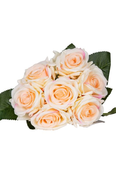 Herdekora Yapay Islak Dokulu Gül Demeti Krem-Pembe 26 Cm.
