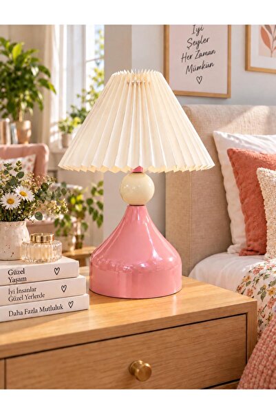 Natiorj Loren Model Top Detaylı Umbrella Abajur Şapkalı Salon Yatak Odası Mas...