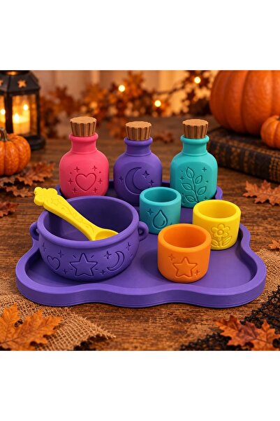 OEM Complete Halloween Magic Potion Set – 3 Bottles, Bowl, Spoon and Tray – P...
