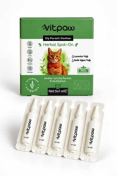 vitpaw Kediler için Bitkisel Dış Parazit Damla Deri Bakımı 5x1 ml