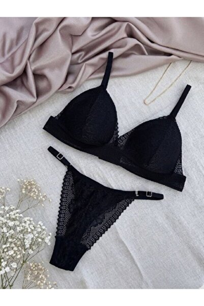 ARONA Lace Covered Stylish Underwear Set Without Underwire - Brode Set