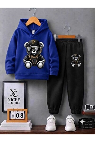 NC Nicee Clothes طقم رياضي للأطفال للجنسين (قبعة ونظارات وطبعة دب للشتاء)