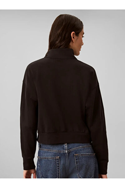 Calvin Klein HEAVY JERSEY 1/4 ZIP, UB1 Siyah Kadın Sweatshirt