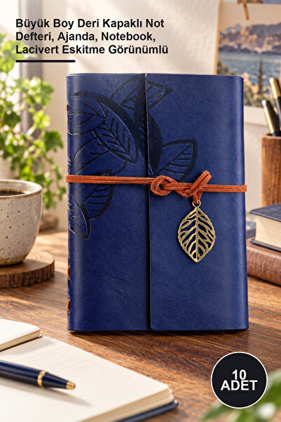 Yenilig 10 Pieces of Leather Leaf Patterned Notebooks – Large Size Leather Co...