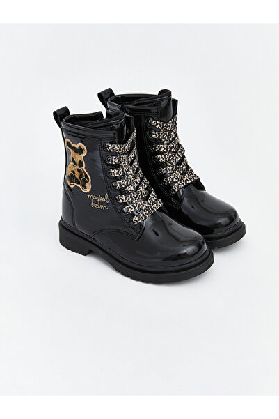 LC Waikiki Özmarka New Season Black Leather Look Baby Girl Boots