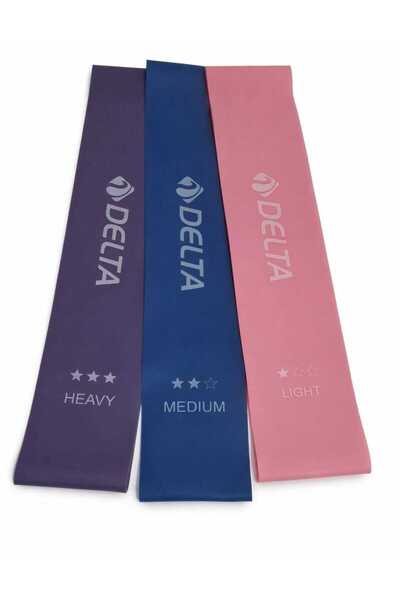 Delta ÇEVİK SPORT Latex 3'lü Aerobik Pilates Direnç Egzersiz Bandı Squat Çalı...