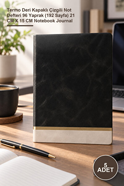 Yenilig 5 Pieces Black Lined Leather Notebook – Lined Notepad with Thermo Lea...