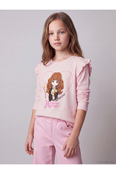 LC Waikiki Vizyon New Season Pink Printed Girls' T-Shirt