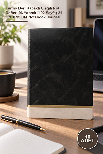 Yenilig 10 Pieces Black Lined Leather Notebook – Lined Notepad with Thermo Le...
