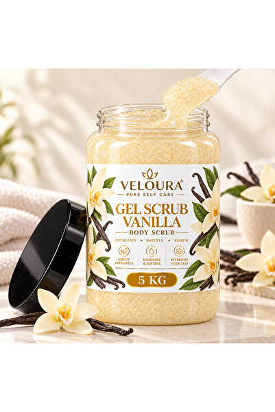 Veluora VANILLA GEL SCRUB 5KG – SWEET & COMFORTING EXFOLIATING BODY SCRUB FOR HANDS, FEET & BODY
