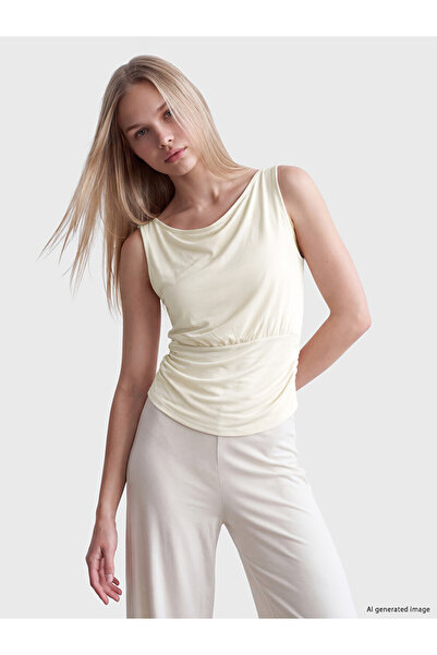 LC Waikiki Vizyon New Season Beige Gathered Modal Blend Women's Undershirt