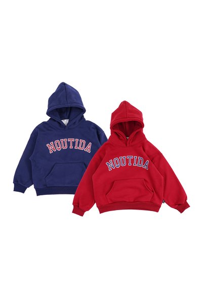 Pamuk Saray Nqutida Text Printed Hooded Unisex Kids Sweatshirt 3 Yarn Soft Red and Indigo Blue
