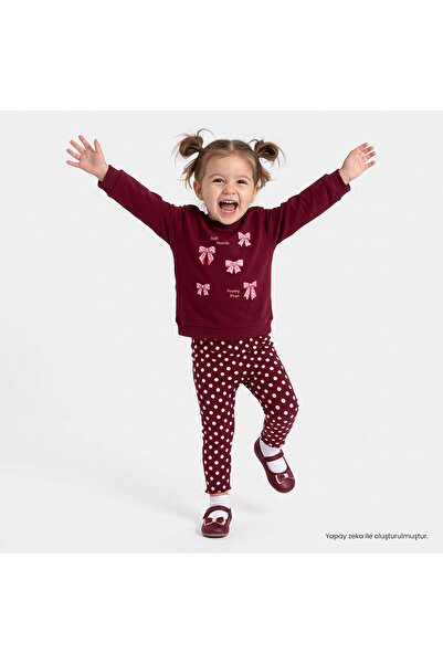 ebebek Hello Baby HelloBaby Kız Bebek Sweatshirt-Tayt Fiyonk Baskılı Bisiklet...