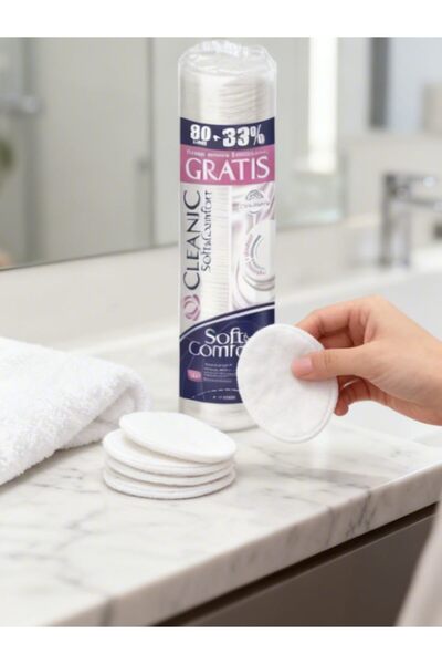 Cleanic Round Makeup Remover Pads - Soft Cotton Feel, 80 + 33 Pieces Pads (Pack of 3) | Gentle Facial Cotton Pads for Makeup Removal, Toner & Skincare