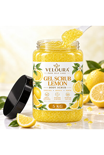 Veluora LEMON GEL SCRUB 5KG – FRESH & CITRUS EXFOLIATING BODY SCRUB FOR HANDS, FEET & BODY