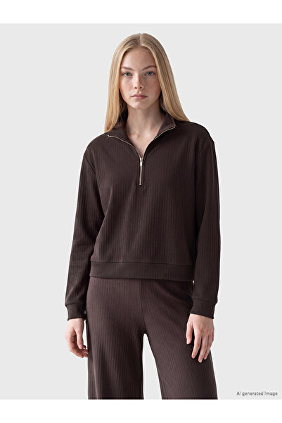 LC Waikiki Özmarka New Season Brown Soft Touch Oversize Women's Sweatshirt