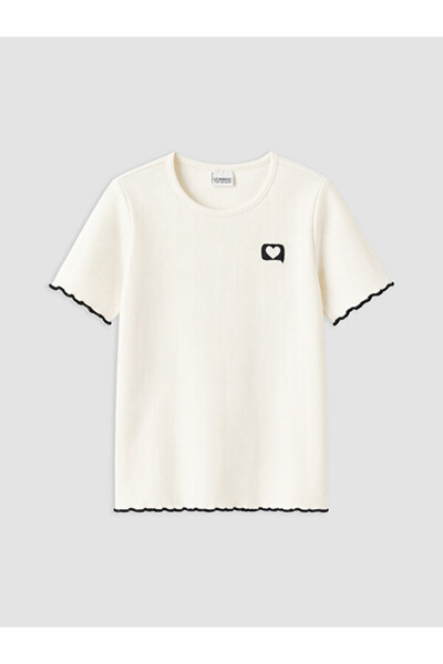 LC Waikiki Crew Neck Embroidered Girl's T-Shirt