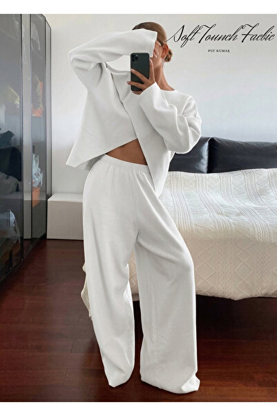 blck & premium Asymmetrical Usa Trends Puff Fabric Women's Bottom - Top Set -...