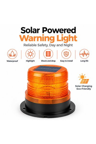 Generic ضوء تحذير LED كهرماني يعمل بالطاقة الشمسية، منارة أمان خارجية مقاومة ...