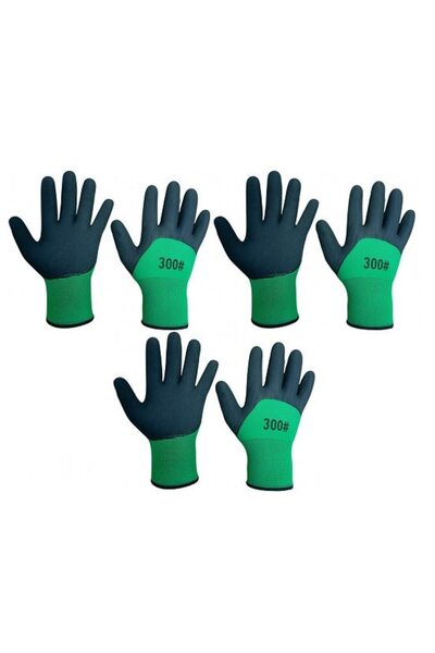 Elworld Rubberized work gloves, non-slip, size 10, set of 3 pairs, dark green...