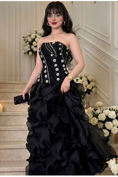 Generic Brand Embroidered Corset Evening Dress